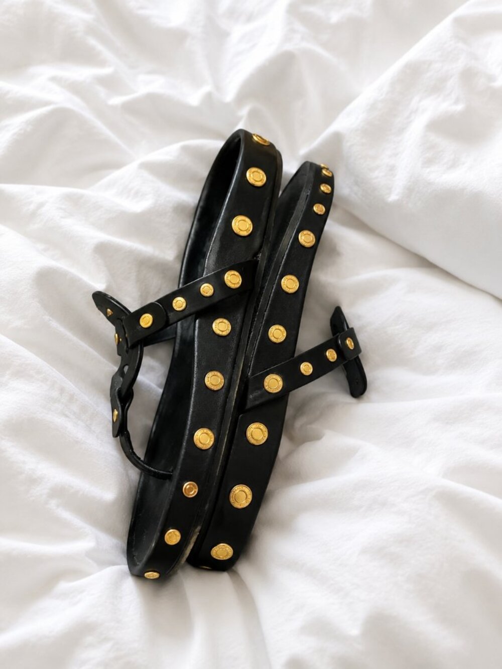Tory Burch Black Calf Leather Miller Cloud Coin Sandals In Perfect Black - Picture 3 of 5